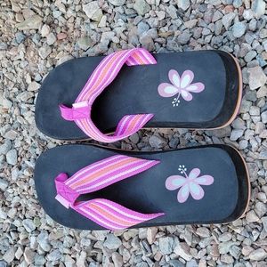 Pink and Orange Stripe Beach Basic Platform Flip Flops Ladoed